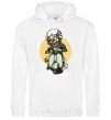 Men`s hoodie Motorbike skeleton White фото