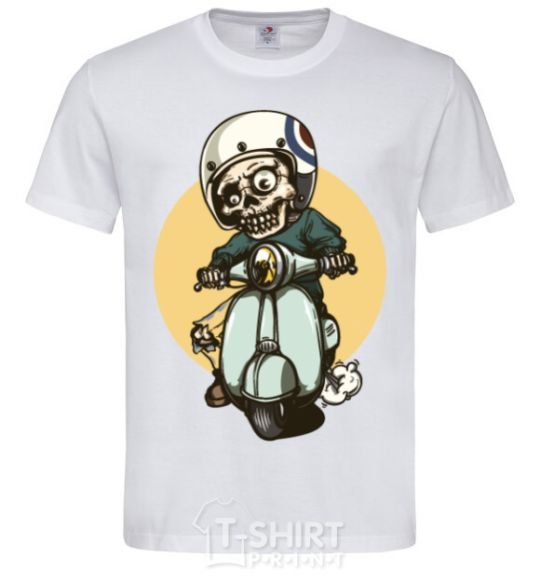 Men's T-Shirt Motorbike skeleton White фото