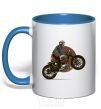 Mug with a colored handle Bike skeleton royal-blue фото