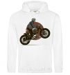 Men`s hoodie Bike skeleton White фото