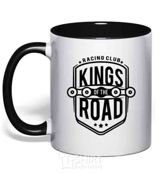 Mug with a colored handle Kings of the road black фото