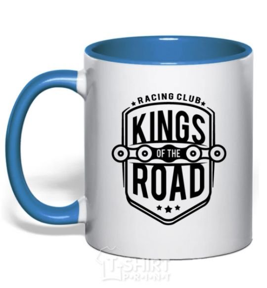 Mug with a colored handle Kings of the road royal-blue фото