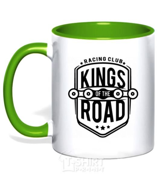 Mug with a colored handle Kings of the road kelly-green фото