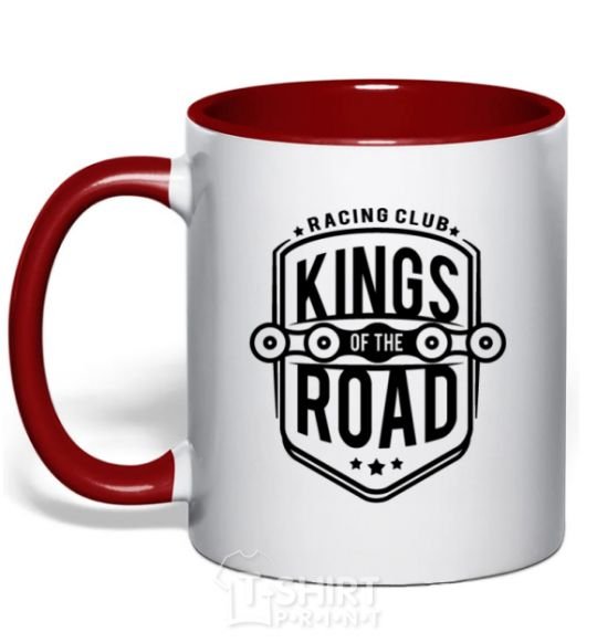 Mug with a colored handle Kings of the road red фото