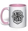 Mug with a colored handle Kings of the road light-pink фото