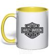 Mug with a colored handle Harley Davidson yellow фото