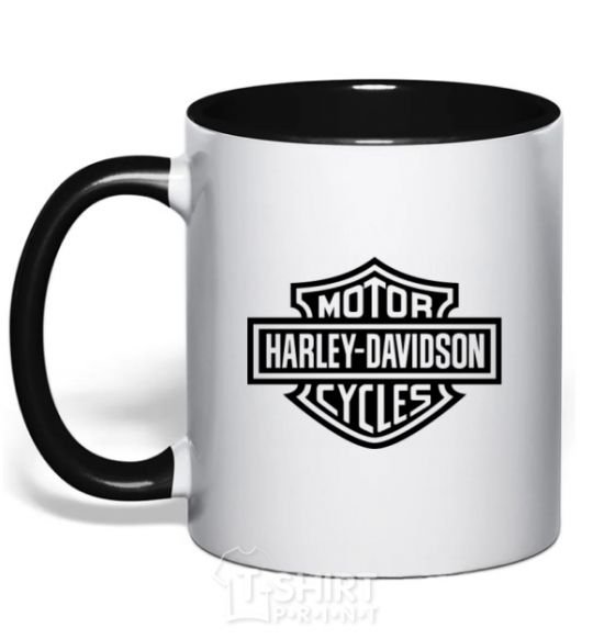 Mug with a colored handle Harley Davidson black фото