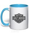 Mug with a colored handle Harley Davidson sky-blue фото