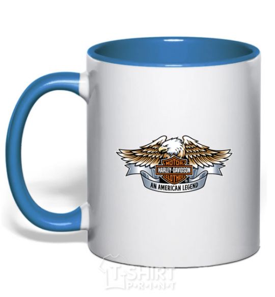 Mug with a colored handle Harley Davidson logo royal-blue фото