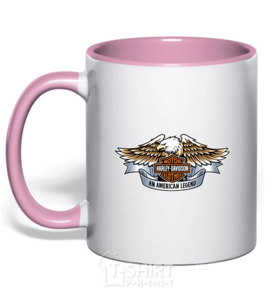Чашка с цветной ручкой Harley Davidson logo Нежно розовый фото