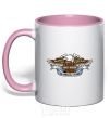 Mug with a colored handle Harley Davidson logo light-pink фото