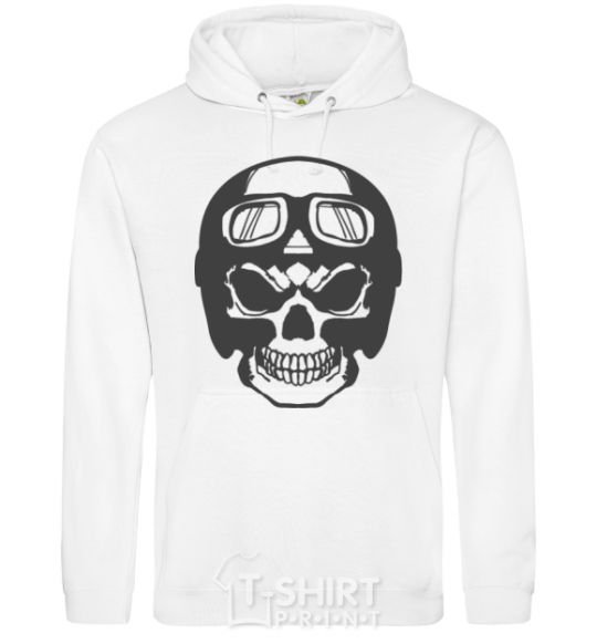 Men`s hoodie Skull with helmet White фото