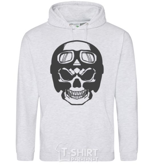 Men`s hoodie Skull with helmet sport-grey фото