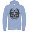 Men`s hoodie Skull with helmet sky-blue фото