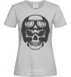 Women's T-shirt Skull with helmet grey фото