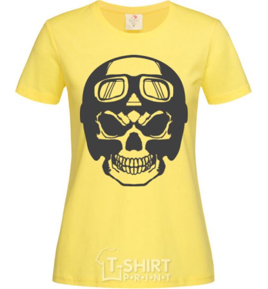 Women's T-shirt Skull with helmet cornsilk фото