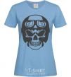 Women's T-shirt Skull with helmet sky-blue фото