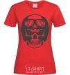 Women's T-shirt Skull with helmet red фото