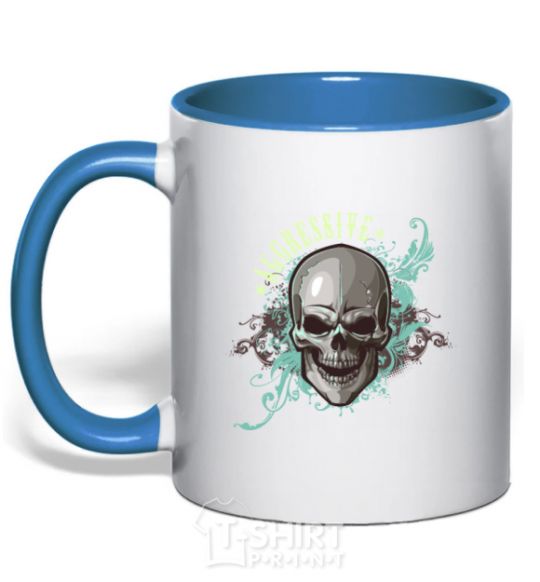 Mug with a colored handle Aggressive royal-blue фото