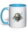 Mug with a colored handle Aggressive sky-blue фото