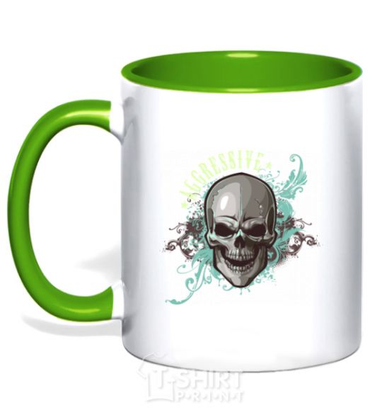 Mug with a colored handle Aggressive kelly-green фото