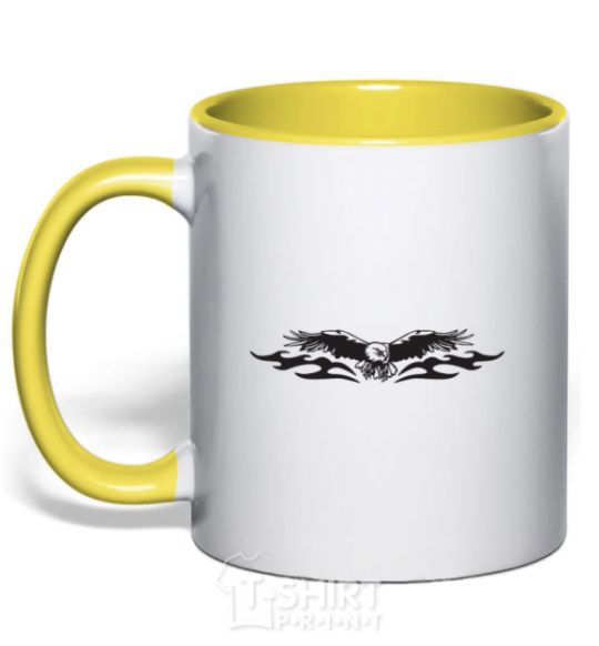 Mug with a colored handle Eagle Орёл yellow фото