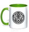 Mug with a colored handle Wolf emblem kelly-green фото