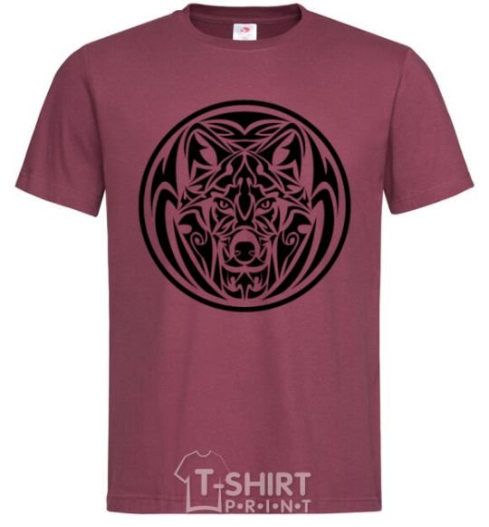 Men's T-Shirt Wolf emblem burgundy фото