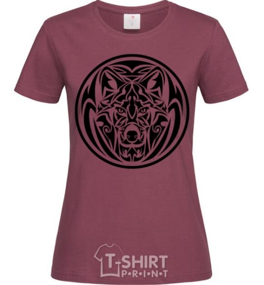 Женская футболка Эмблема волк Бордовый фото