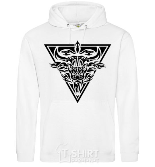 Men`s hoodie Bull emblem White фото