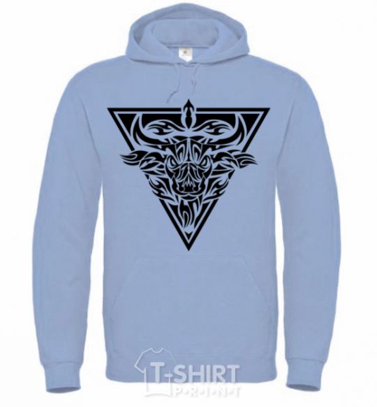 Men`s hoodie Bull emblem sky-blue фото