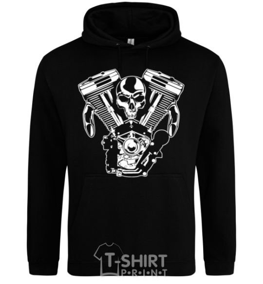 Men`s hoodie Skull and motor black фото