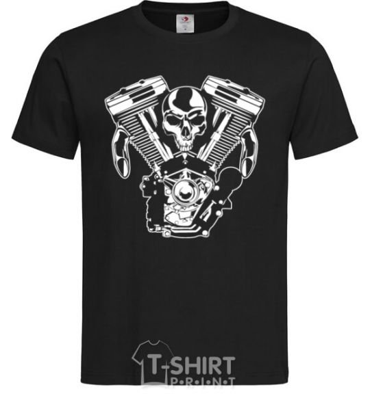 Мужская футболка Skull and motor Черный фото