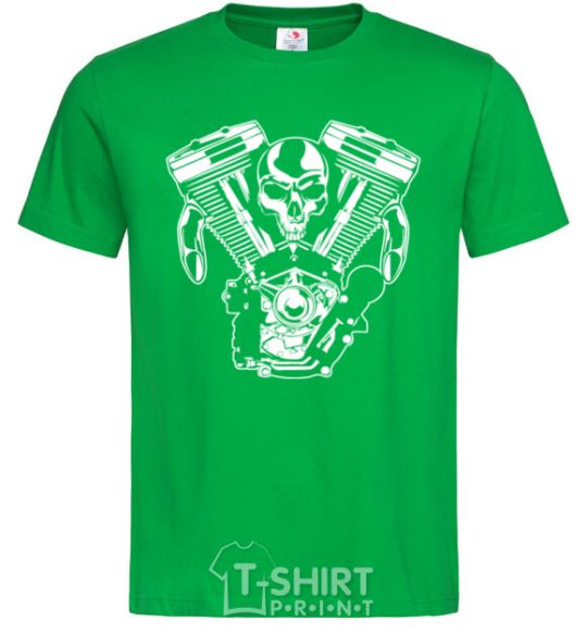 Мужская футболка Skull and motor Зеленый фото