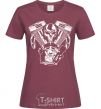 Women's T-shirt Skull and motor burgundy фото