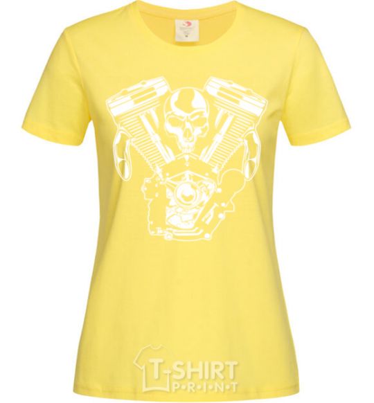 Women's T-shirt Skull and motor cornsilk фото