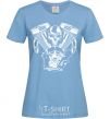 Women's T-shirt Skull and motor sky-blue фото