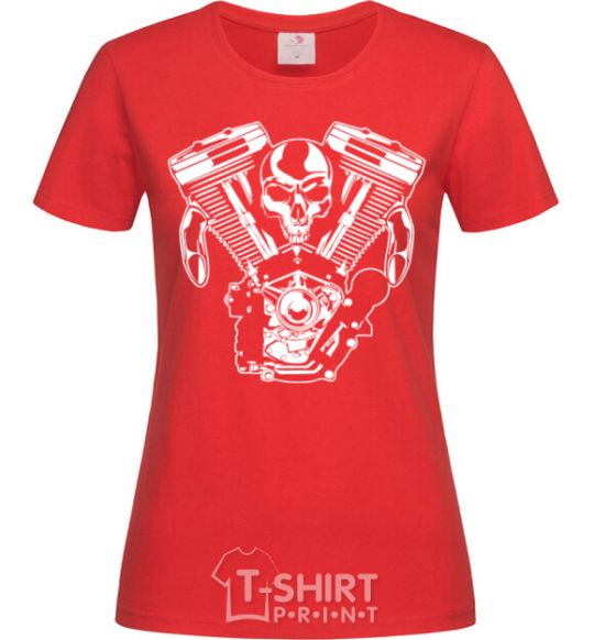 Women's T-shirt Skull and motor red фото