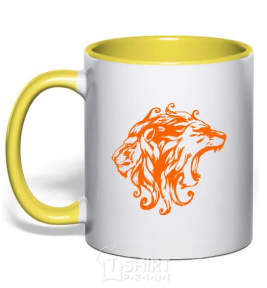 Mug with a colored handle Lions yellow фото