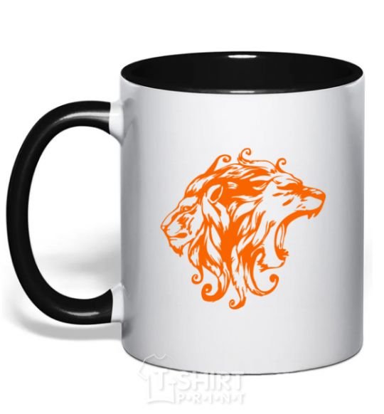 Mug with a colored handle Lions black фото
