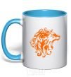 Mug with a colored handle Lions sky-blue фото