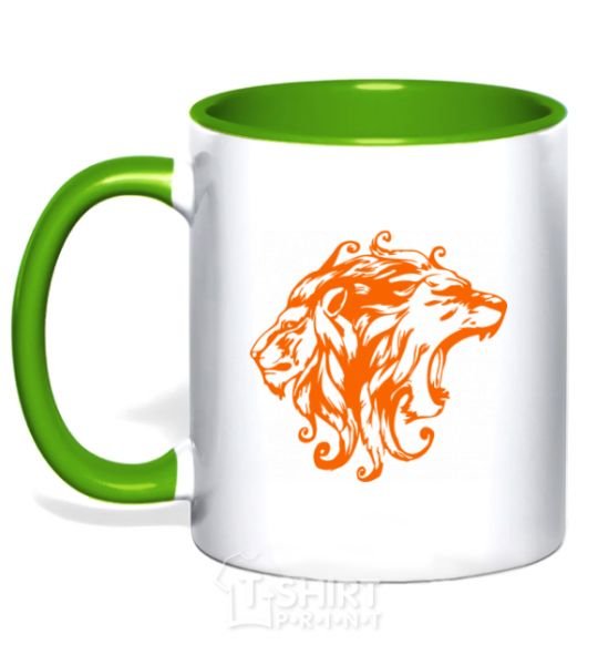 Чашка с цветной ручкой Львы Зеленый фото