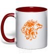 Mug with a colored handle Lions red фото