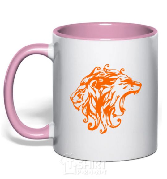 Mug with a colored handle Lions light-pink фото