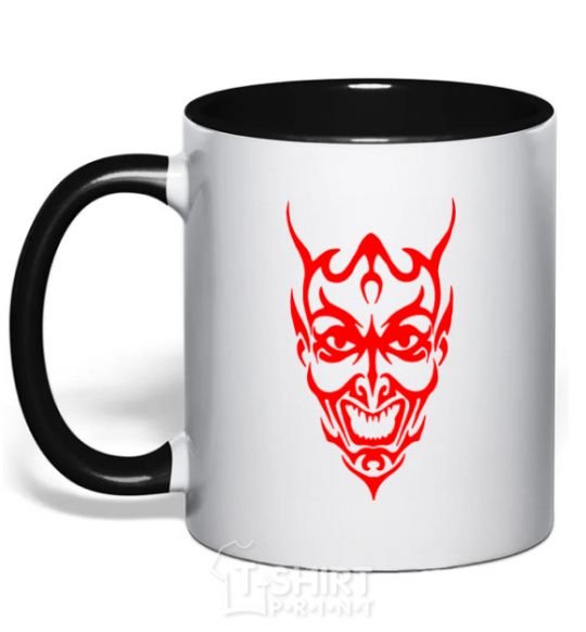 Mug with a colored handle Demon black фото