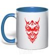 Mug with a colored handle Demon royal-blue фото