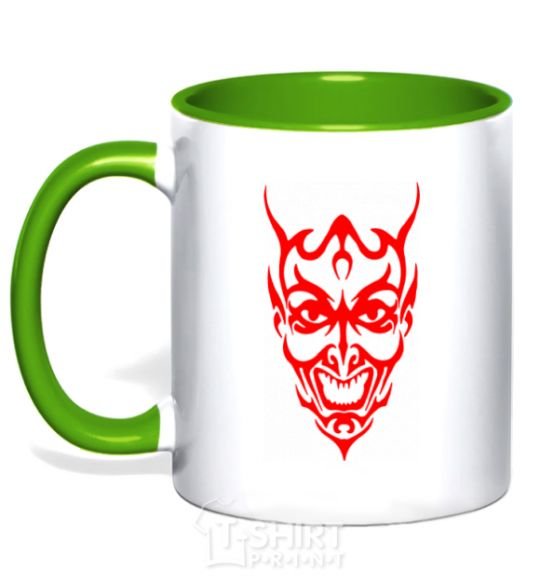 Mug with a colored handle Demon kelly-green фото