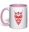 Mug with a colored handle Demon light-pink фото