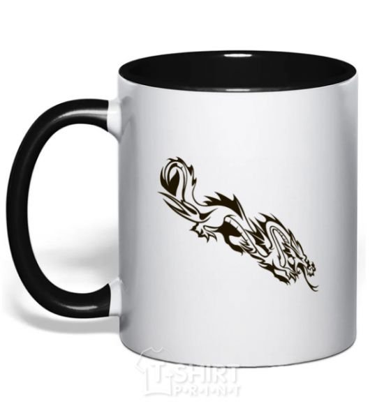 Mug with a colored handle Chinese Dragon black фото
