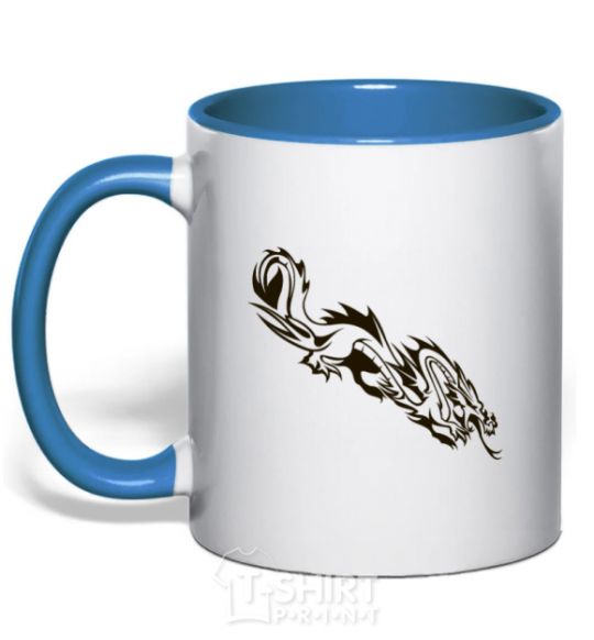 Mug with a colored handle Chinese Dragon royal-blue фото